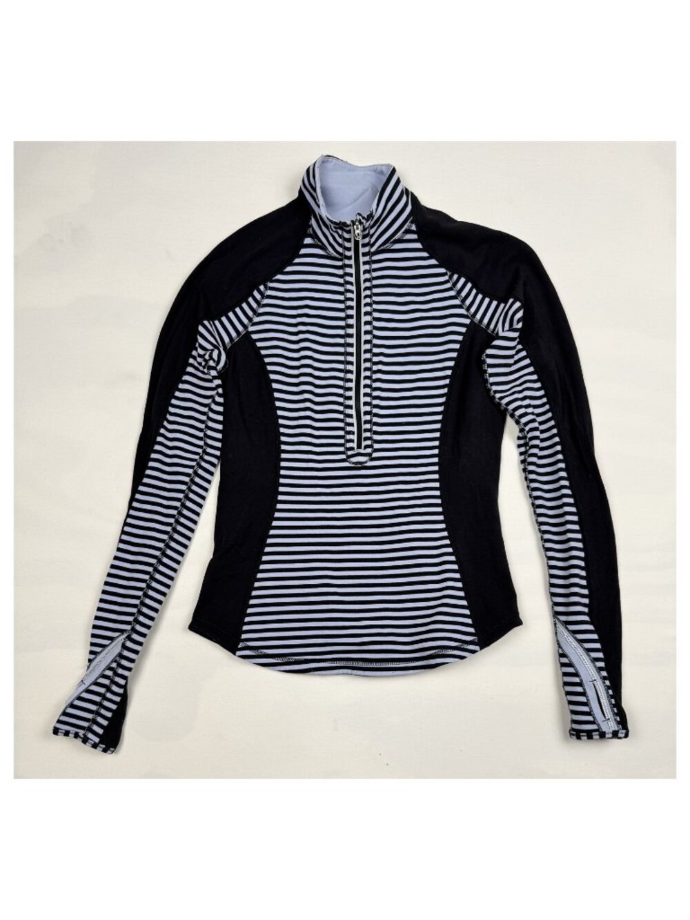 Lululemon Run U-Turn Pullover Reversible 1/2 Zip Classic Stripe Polar Haze Black